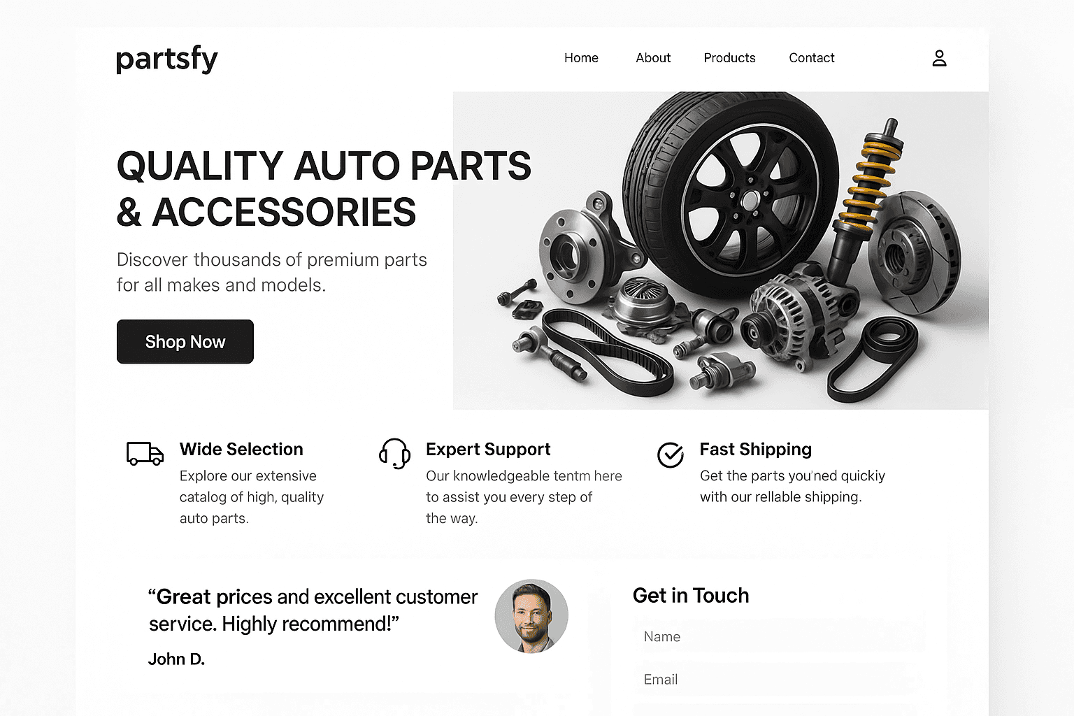 partsfy.com website mockup